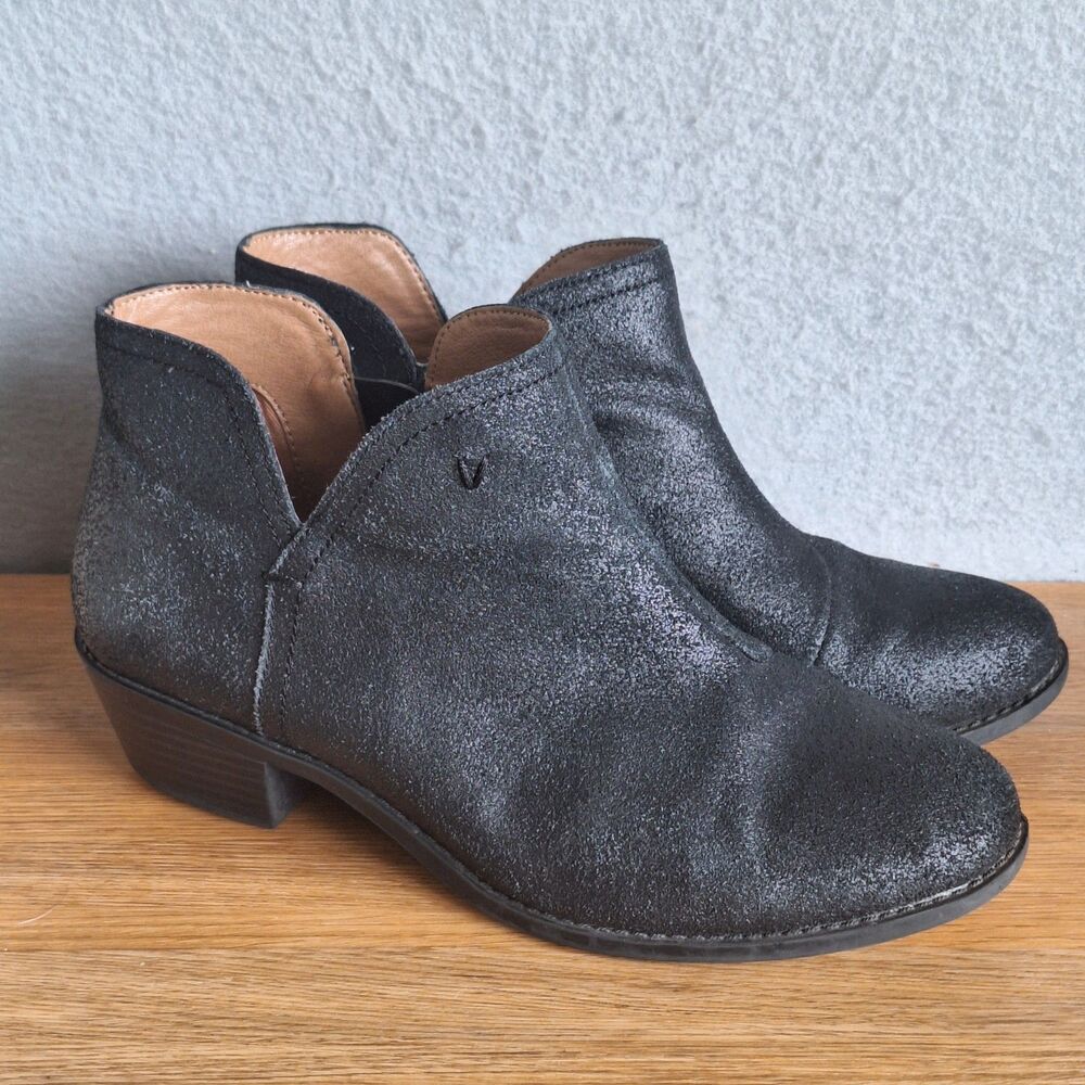 Vionic Liv Ankle Booties Chelsea Boots Women 8 Wide EU 39 Black Metallic Comfort